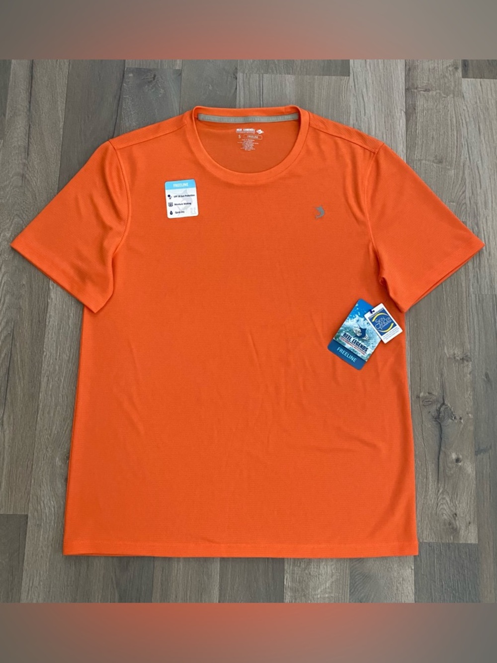 Reel Legends Men's Small Short Sleeve Fire Orange UPF 30 Sun Protect Dry Fit New